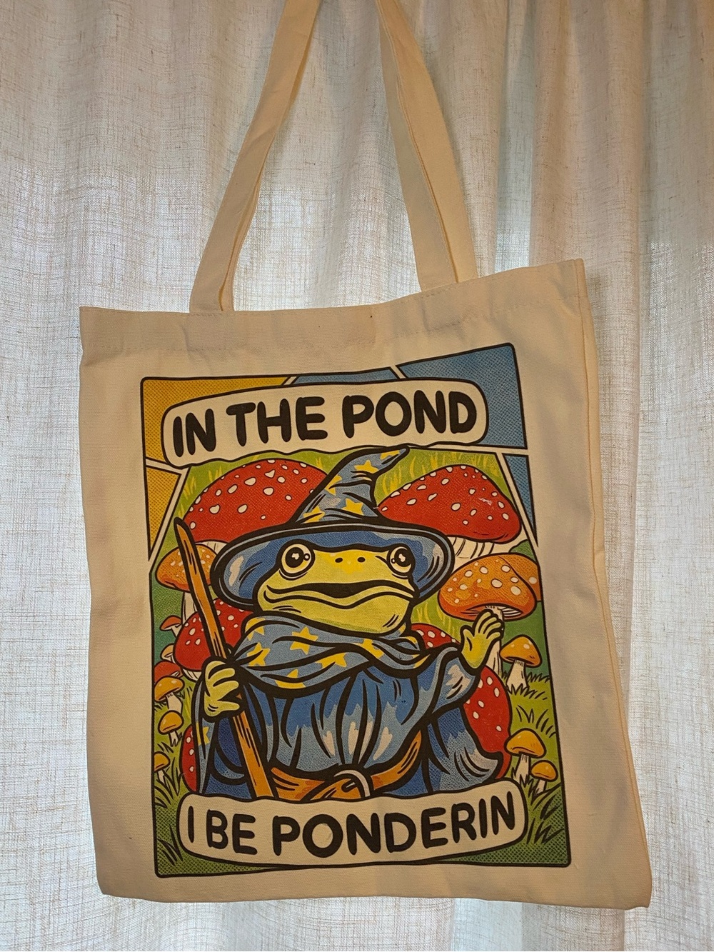 Frog Ponderin' Canvas Tote - Picture 3 of 4